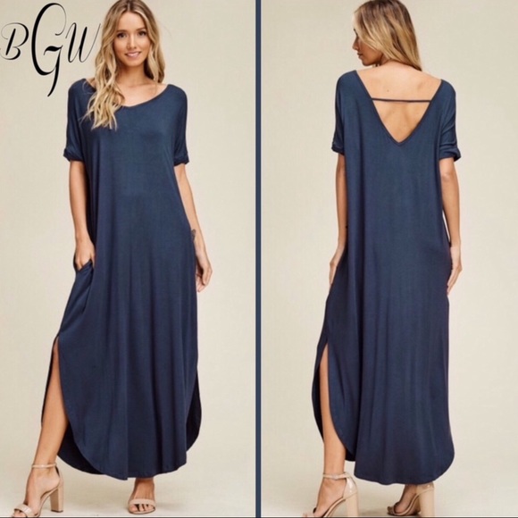 Boutique with Grace Dresses & Skirts - NWT Oversized Maxi Side Slits T-Shirt Dress